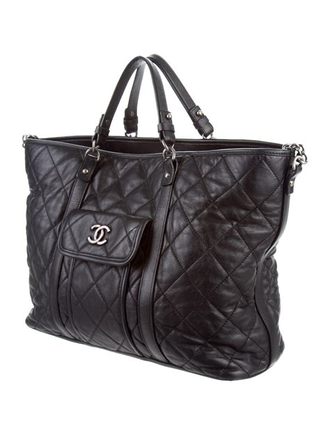 chanel petite shopping tote bag|Chanel large zipped shopping bag.